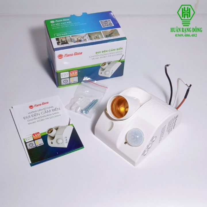 Đui đèn cảm biến Rạng Đông - Cảm biến chuyển động và cảm biến hồng ngoại tự động bật tắt.