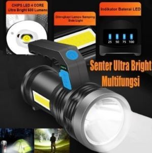Senter LED Super Terang Rechargeable Multifungsi IPX4 Tahan air - ShennyClothing