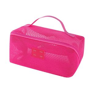 ERYRG Zipper Mesh Cosmetic Bag Lightweight Solid Color Toiletry Storage Bag Simple Transparent Makeup Pouch Office