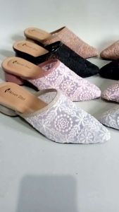 toko New Vc vivick sandal wanita brukat original premium hak bulat telur 5cm terbaru