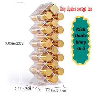 Kệ Đựng Son Trong Suốt – Bảo Quản & Trưng Bày -Khay Son Acrylic Kiểu Dáng Kim Cương -Kệ Son Môi Đứng Acrylic Thời Trang -Khay Đựng Son 16/28 Ô Acrylic Cao Cấp