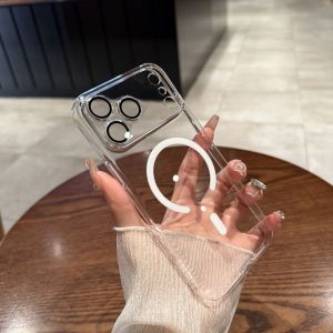 Suitable for 17 Mobile Phone Shell Magnetic Suction 16promax Acrylic 15 Transparent 13 No Yellow iphone14 Wholesale