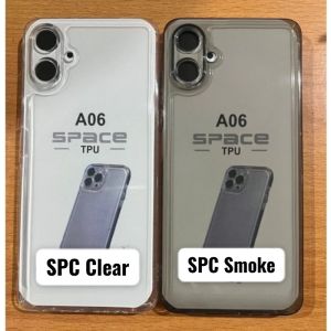 Case SPACE TPU Clear/Smoke Samsung A06 A16 A55 5G A35 A25 A15 A05 A05s A54 5G A34 A24 A14 A04 A04s A04E Softcase Bening Transparan/Black Hitam Soft Lentur Casing Silikon Silicone Pelindung Belakang Jamur Full Cover Back Protect Kamera Mika Murah Baru A 4G
