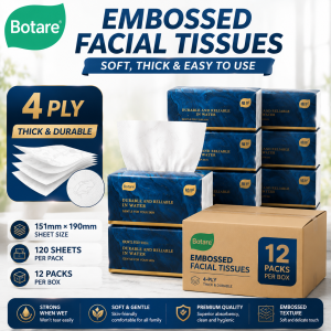 【Botare】Air Cushion Tissue Paper 4-ply Facial Wash face towel that is not easily broken by water Resilient tissue Washcloth toilet paper