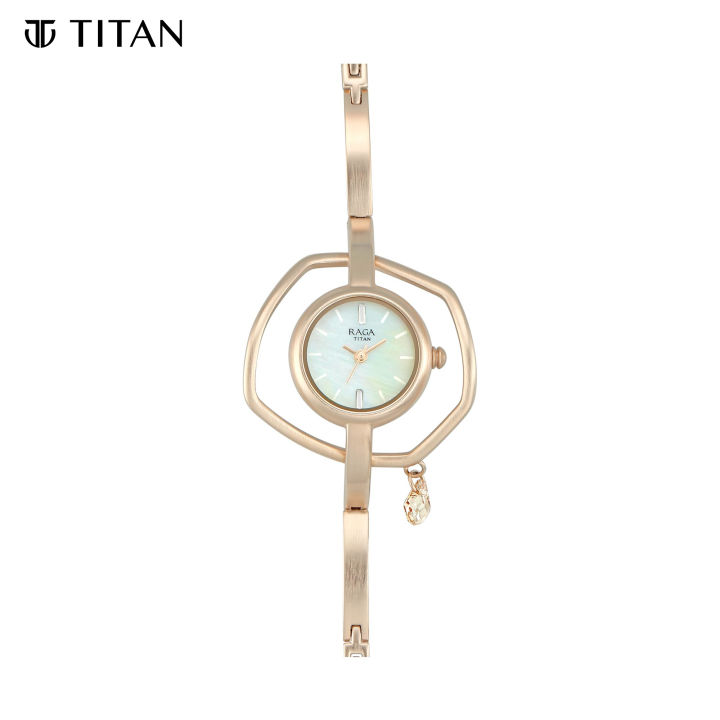 Titan Raga I Am Analog Mother of Pearl Dial With Rose Gold Strap