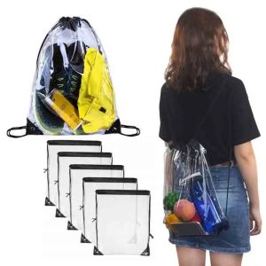 DINAH Foldable Drawstring Backpack Large Capacity Beach Bag Jelly Bag Casual Mountain Bag PVC Transparent Bag Women