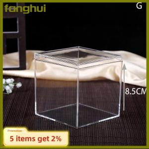 fanghui Rõ ràng Acrylic vuông Cube hộp có nắp đậy bền Kẹo hộp nhiều sử dụng trong suốt trường hợp tổ chức container