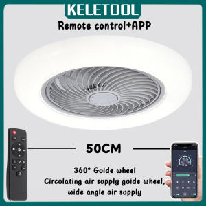 Ceiling Fans with Lights and Remote  Ceiling App control Fan Flush Mount Smart Bladeless LED Fan Light Modern 50CM Round ceiling fan light
