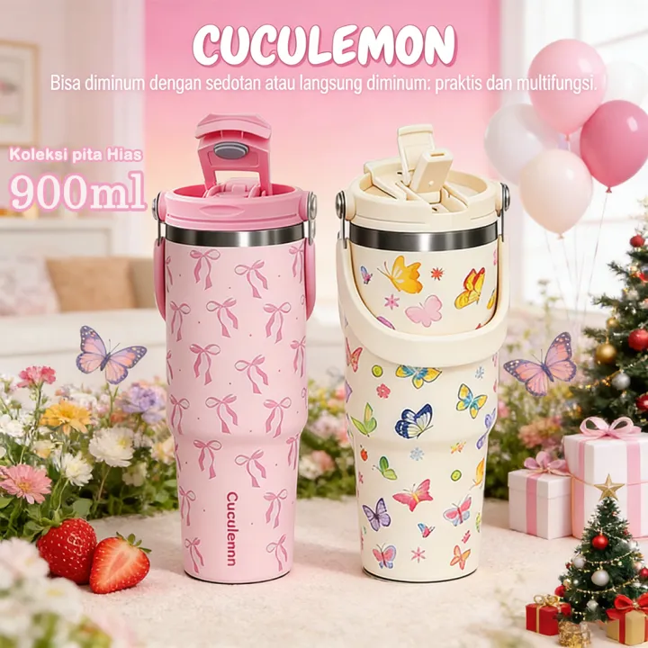 Cuculemon Tumbler Stainless Vacuum 1L Kapasitas Besar Botol Minum Termos Insulated