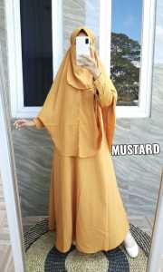 Gamis Wanita Nadia Syari Wolfis Set Free Niqob Basic | Set Syari Basic Muslimah Wolfis Exclusive