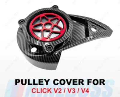 Motorcycle Clutch Cover for CLICK V2/V3/V4 Carbon Fiber & Blue CNC Alloy Replacement Part with Mounting Screw
