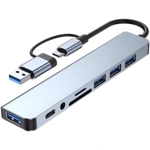 USB C HUB 8 trong 1 USB C/USB3.0 Adapter trạm nối với 3xusb2.0 + 1xusb3.0 + 1xtype C Đầu đọc thẻ máy tính xách tay Dock