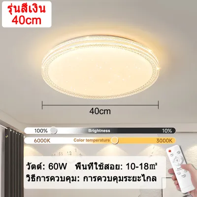 GEJIESE โคมไฟเพดานหรู โคมระย้า LED 36W/ 60W/72W ปรับแสงได้3สี โคมไฟเพดาน Ceiling Lights แสงไฟอ่อนโอบรักสายตา ด้วยรีโมทคอนโทรล 3 สี โคมไฟเพดานคริสตัล ห้องนอน ห้องนั่งเล่น