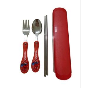 Peralatan Makan Anak Set Kartun Lucu Sendok Garpu Sumpit Stainless Steel