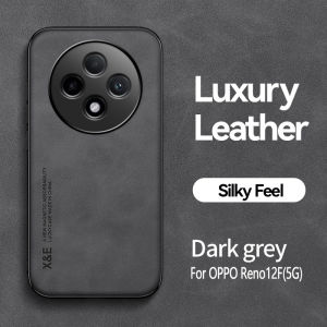 For OPPO Reno 12F 5G Case Mag-Holder Phone Case for Oppo Reno 12 F Reno12 F 5G Silicone Frame Leather Back Cover Fundas