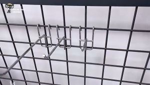 Grid Wall Hooks Heavy Duty Double Prong Metal Display Hooks for Wire Mesh Rack Supermarket Pegboard Hanger Retail Store Fixtures Wall Mounted Stainless Steel for Accessories Tools Clothing Toys