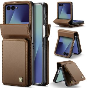 for Samsung Galaxy Z Flip 8/7/6/5 Case PU Leather Wallet Case with Card Holder RFID Blocking Stand Function Shockproof Protection Shock-Absorbent Flip Phone Cover for Women Men Black