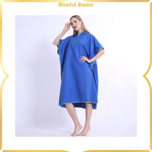 Blissful Mens Womens เปลี่ยน Robe ผ้าเช็ดตัวผ้าเช็ดตัวชายหาด Poncho เสื้อคลุมอาบน้ำผ้าเช็ดตัว