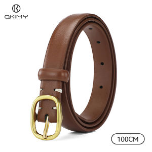 OKIMY เข็มขัดแฟชั่นสำหรับผู้หญิงเข็มขัดหนังวัวเส้นที่สองเข็มขัดหรูหราดีไซน์หัวเข็มขัดเข็มปรับได้สำหรับเด็กผู้หญิงชุดเดรสสายรัดเอวสายรัดยาวเสื้อโค้ทของตกแต่ง