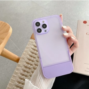 Cover Pelindung Transparan dengan Holder Stand untuk iPhone 15/16 Pro Max - Warna Pastel