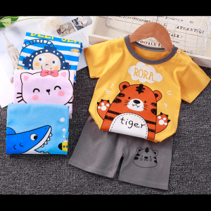 เสื้อผ้าเด็ก ลายการ์ตูนน่ารัก เสื้อ + กางเกง เด็กผู้ชาย ชุดผู้หญิง ผ้า cotton100% เสื้อเด็ก ชุดเด็ก