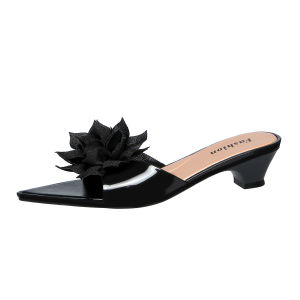 [Free Shipping] Korean-style floral high-heeled sandals for women summer vacation style lightweight and comfortable slip-on shoes versatile for outdoor wear