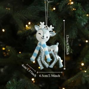 PLUMFOU Cartoon Christmas Tree Ornament Plastic Elk Shape Pentagram Ornament Shatterproof Shiny Window Hanging Decoration Christmas Holiday