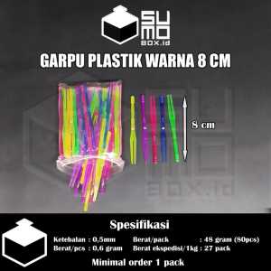 Garpu plastik kecil isi 80 batang/garpu kue bolu garpu buah warna-warni rainbow 8 cm