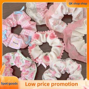 ✨QK shop✨ Elegant Print Lace Edge Wide Scrunches For Women Girls Sweet Hair Tie Cute Exquisite Hair Band Fashion Hair Accessories Gifts