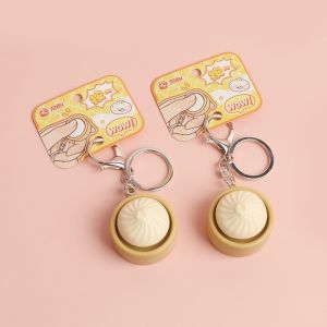 LYMEDIA Cartoon Steamed Stuffed Bun Pinch Toy Stress Relief Pass The Time Clicker Toy Pendant Creative Fidget Keychain for AdultKids Gift