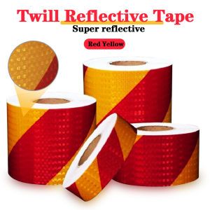 Twill Reflective Adhesive Tape Twill Yellow And Red Waterproof Conspicuity Reflectors Car Stickers Film Warning Tape