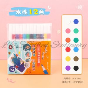 L&S Gifted Stationery Acrylic Marker Pens 12 Colors Paint Marker Set Waterproof DIY Paint Markers Set For Children Coloring Festival Gifts 丙烯马克笔