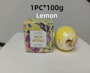SADOER 100g 4pcs Bath Bombs Bubbles Bath Salts Ball Herbal Essence Essential Oil Handmade SPA Stress Gift Box Moisturizing Whiteeing Lavender Rose Lemon Rosemary Dried Flower