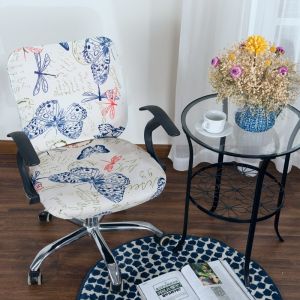 Modern Style Elastic Sectional Computer Chair Covers Split Printed Seat Cover Anti-Dust Armchair Chair Protector For Home Office Hotel