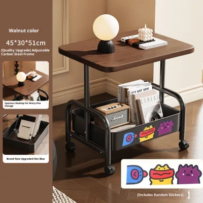 Vintage Cart Coffee Table with Wheels Small Mobile Storage Rack Bedside Living Room Home Furniture