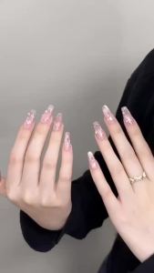 100% HANDMADE Artificial Nail Midsummer Dream Nude Cat Eye Phototherapy Fake Nail Patch Press on Nails Reusable Free Glue