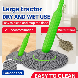 【 1-Second Dehydration 】 Bamboo Fiber Self Twisting Rotating Mop Microfiber Strip Spin Mop With Wringer Magic Water Locking 360 Easy Rotating Mop