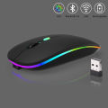 GOOJODOQ Wireless Mouse Rechargeable Bluetooth Mouse for Laptop Rechargeable Mouse Dual Mode 2.4Ghz USB + Bluetooth Mouse For Computer Silent Wireless Mouse LED Backlit. 