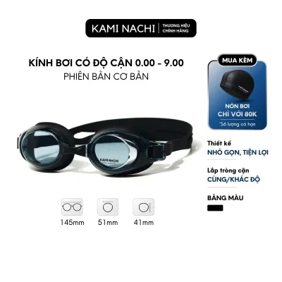 Kính bơi cận cho người lớn nam nữ có độ từ 1.5 độ đến 9.0 độ chính hãng KAMI NACHI - Mắt kính bơi cận thị chống bám hơi