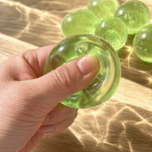 DIVATEN Green Grapes Shape Coconut Oil Stress Ball Glossy Funny Design Fruit Squishy Toy Portable Reusable Slow Rising Squeeze Relaxation