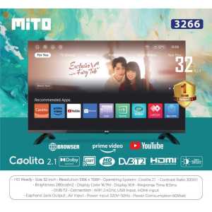 MITO Smart LED TV 3266 32 Inch OS Coolita 2.1 - HD Ready / DVB T2 / Dolby Audio / YouTube / Prime Video / MITO Smart LED TV 3266 32 Inch OS Coolita 2.1
