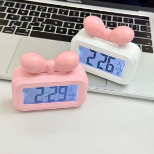 OURTOUR Bowknot LED Digital Clock Temperature Detection with Night Light Desktop Clock Cute Multifunctional Alarm Clock Bedside Decoration