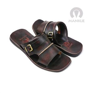 MANKLIE Sandal Slide Pria Kasual Bahan Kulit