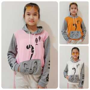 Hoodie/ Sweater anak cewek gambar kucing Japanese style