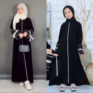 ABAYA IBU DAN ANAK COUPLE BAHAN JETBLACK SAUDI LUNA GAMIS ARAB HITAM