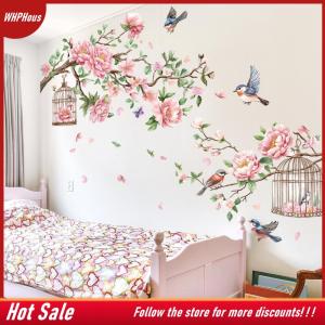 【COD】🔥🔥🔥 Creative Tree Branch Bird And Peach Blossom Wall Stickers Background Wall Living Room Bedroom Decoration Self-adhesive Wall Stickers