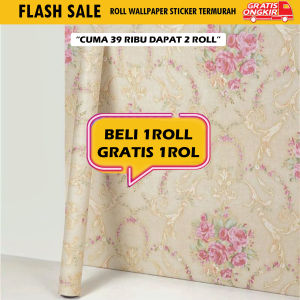 ( DAPAT 2 ROLL ) BELI 1 GRATIS 1 Wallpaper Stiker Dinding Pvc Batik Hitam GH123 Dekorasi Ruang Tamu & Kamar Tidur Ukuran 45cm x 4m