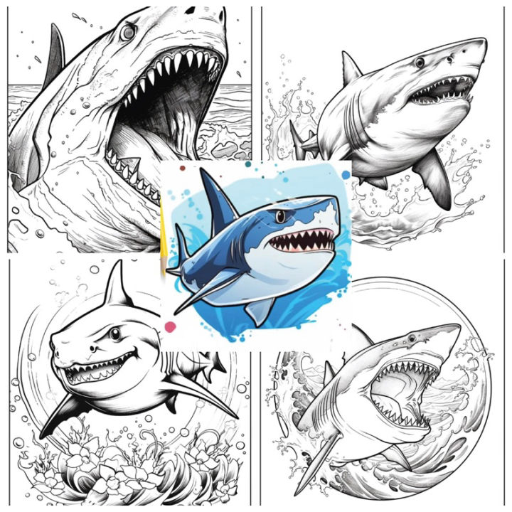 Tuyển tập tranh tô màu cá mập dưới biển sâu cho bé tập tô | Cá mập, Tranh,  Động vật