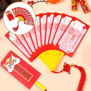 Creative Fan-shaped Red Envelope 10 Card Slots Chinese New Year Packet Envelopes Spring Festival
