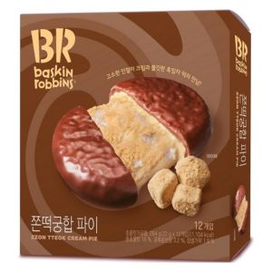 Baskin-Robbins Jjotteok Gonghap Pie 264g (12pcs) – Chewy Black Sesame Rice Cake with Sweet Cream Filling